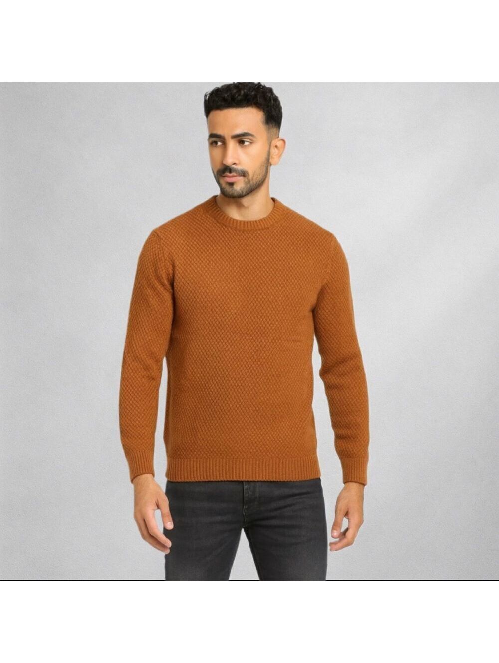 Paul James L (XL)Men’s Sweater 100% Merino Wool Browm Casual Fall Winter England
